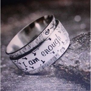 Silvertone Ring I Am Enough Quote Dandelions Flower Inspirational Spiritual NIP
